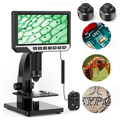 Hoiaost  2000x Dual Lens Digital Microscope 7 Inch Hd IPS Large Screen Multiple Len Support Computer Viewing Led USB Magnifier