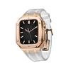 AEMALL Silicone Strap With Shockproof Bumper Case For Apple Watch Band Case Men Women Sports Military Band Protective Case 45mm 44mm Mod Kit Accessories(Rose White,44MM FOR 6/5/4/SE) view 1