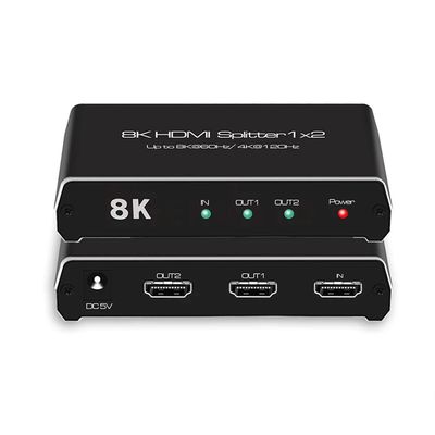 8K 60Hz HDMI Splitter 1x2 4K 120Hz HDMI 2.1 Splitter Converter 1 in 2 Out HDCP 2.3 UHD HLG HDR 7680x4320P for 8KTV PS5 Xbox Game