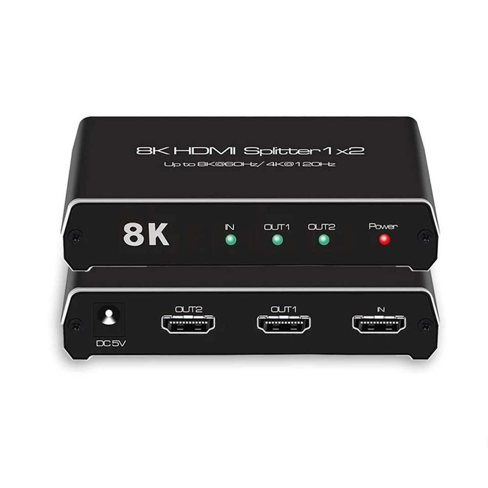8K 60Hz HDMI Splitter 1x2 4K 120Hz HDMI 2.1 Splitter Converter 1 in 2 Out HDCP 2.3 UHD HLG HDR 7680x4320P for 8KTV PS5 Xbox Game