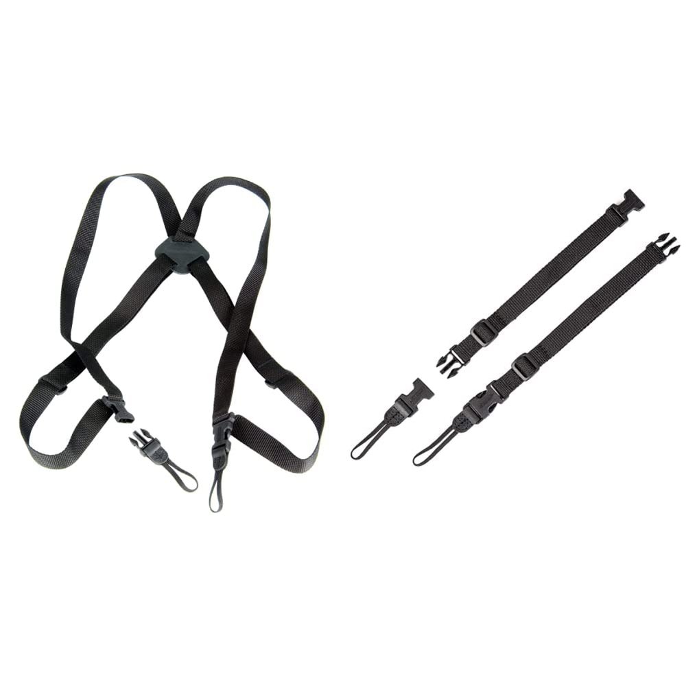 OP/TECH USA Bino/Cam Harness - Webbing & 1301102 Uni Adaptor Loops (X-Long) - System Connectors