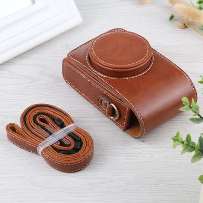 YUNCHAO Camera Accessories Vertical Flip Full Body Camera PU Leather Case Bag with Strap for Ricoh GR III/GRII, Sony ZV-1 / DSC-RX100M7 / RX100M6 / RX100M5 / RX100M2 Camera Bags