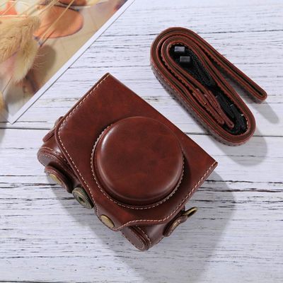 YUNCHAO Camera Accessories Full Body Camera PU Leather Camera Case Bag with Strap for Canon PowerShot G7 X Mark II Camera Bags