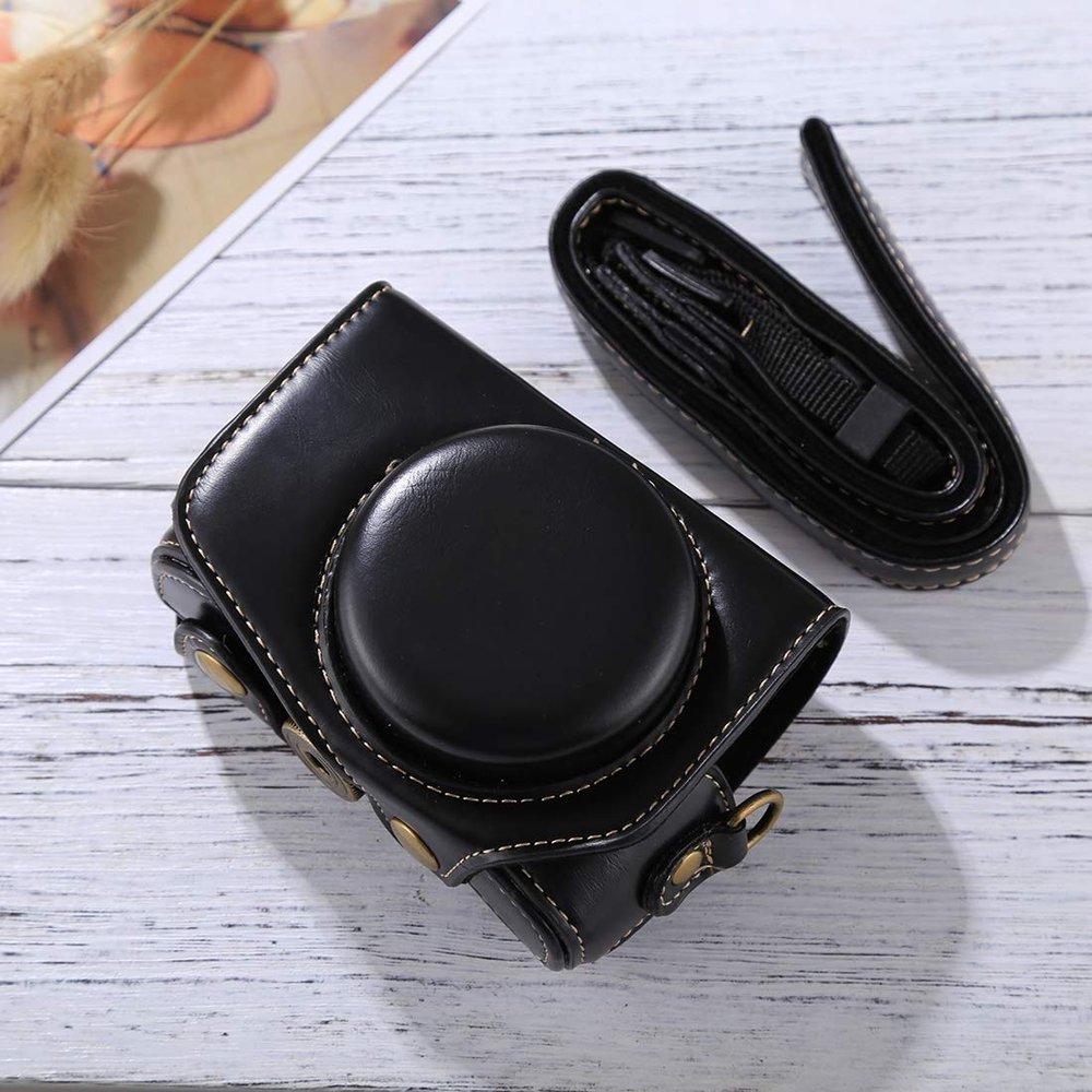 YUNCHAO Camera Accessories Full Body Camera PU Leather Camera Case Bag with Strap for Canon PowerShot G7 X Mark II Camera Bags