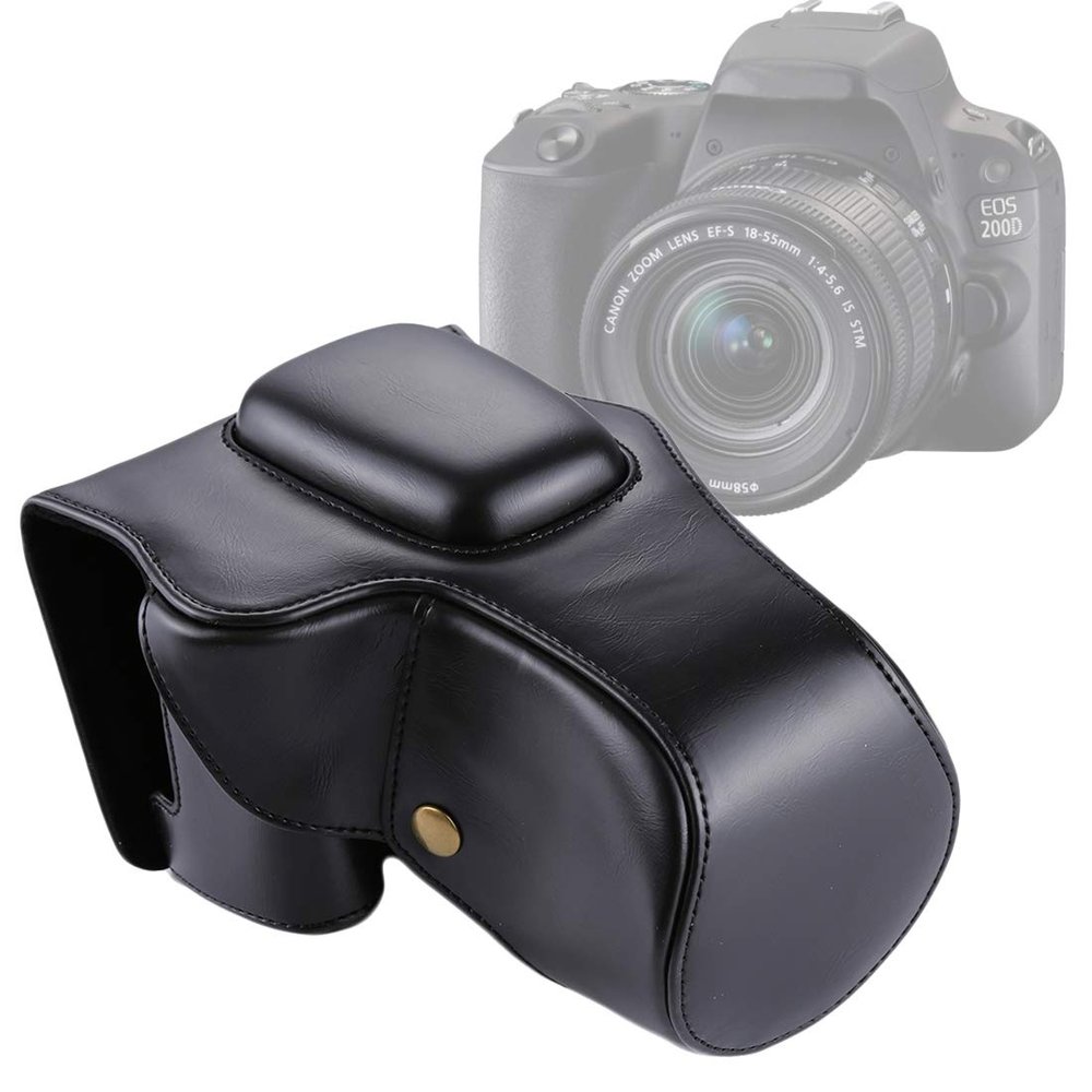 YUNCHAO Camera Accessories Full Body Camera PU Leather Case Bag for Canon EOS 200D Camera Bags