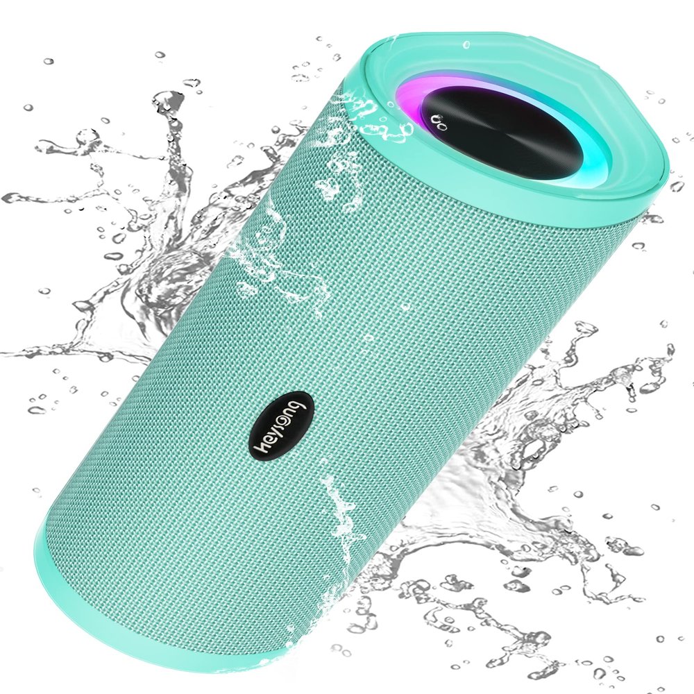 HEYSONG Portable Bluetooth Speaker, Waterproof Wireless Shower Speakers with Good Bass, IPX7 Floating, 5000mAh, TF Card, Loud Sound for Beach, Pool, Kayak Accessories, Gifts for Women, Girl-Mint Green