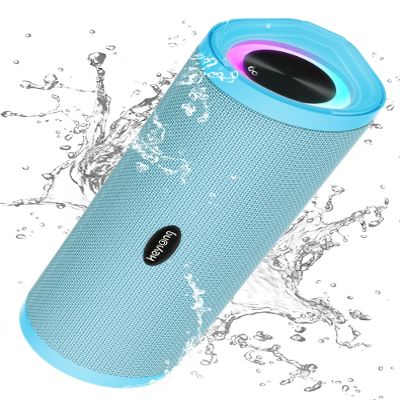 HEYSONG Portable Bluetooth Speaker, Waterproof Wireless Shower Speakers with Good Bass, IPX7 Floating, 5000mAh, TF Card, Loud Sound for Beach, Pool, Kayak Accessories, Gifts for Women, Girl-Sky Blue