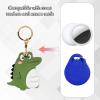 Leather Keychain Case Holder Compatible with Apple AirTag, GPS Airtag Keychain Finder Tracker with Key Ring, Anti-Scratch Protective Air Tag Cover for Keys, Wallet(Green Dinosaur) view 4