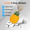 Leather Keychain Case Holder Compatible with Apple AirTag, GPS Airtag Keychain Finder Tracker with Key Ring, Anti-Scratch Protective Air Tag Cover for Keys, Wallet(Pineapple) view 3
