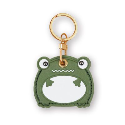 Leather Keychain Case Holder Compatible with Apple AirTag, GPS Airtag Keychain Finder Tracker with Key Ring, Anti-Scratch Protective Air Tag Cover for Keys, Wallet(Green Frog)