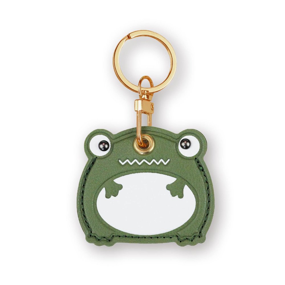Leather Keychain Case Holder Compatible with Apple AirTag, GPS Airtag Keychain Finder Tracker with Key Ring, Anti-Scratch Protective Air Tag Cover for Keys, Wallet(Green Frog)