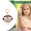 Leather Keychain Case Holder Compatible with Apple AirTag, GPS Airtag Keychain Finder Tracker with Key Ring, Anti-Scratch Protective Air Tag Cover for Keys, Wallet(Khaki Owl) view 2