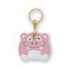 Leather Keychain Case Holder Compatible with Apple AirTag, GPS Airtag Keychain Finder Tracker with Key Ring, Anti-Scratch Protective Air Tag Cover for Keys, Wallet(Pink Hippo)