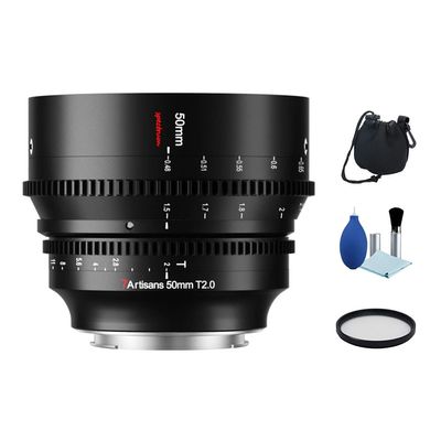 7artisans 50mm T2.0 Full Frame Large Aperture Cine Cinematic Professional Film Lens for Sony E Mount Mirrorless Camera A6000 A6300 A6400 A7C A7SII A7MII A7MIII A7MIV A9 A7RII A7RIII