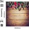 10x10ft Xmas Rustic Vintage Wooden Background Pine Branches Cane Candy Christmas Bell Background view 3