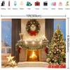 10x6.5ft Christmas Fireplace Theme Photography Background Pine Tree Branches Wreaths Tree Gifts Socks Snow Outside Window Shooting Props Backdrop view 3