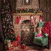 10x10ft Christmas Fireplace Photo Backdrop Christmas Party Decoration Banner Christmas Trees Xmas Gifts Backgrounds for Photography view 2