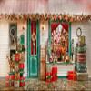 10x6.5ft Christmas Window Photography Backdrop Elk Ski Pine Branch Wreath White Grille Photography Background view 2