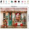 10x6.5ft Christmas Window Photography Backdrop Elk Ski Pine Branch Wreath White Grille Photography Background view 3