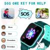 4G SmartWatch for Kids, 1.69'' Touch Screen Child's Mini Cell Phone Watch with GPS Tracker, SOS Calling, Face Unlock Wristwatch for Boys Girls, Birthday Xmas Gifts for Age 3-12 Years (Cyan-Blue) view 4