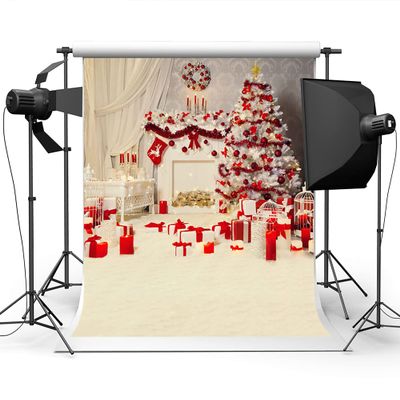 10X20ft Christmas Tree Christmas Fireplace Photography Background Christmas Wreath Gift Socks Background
