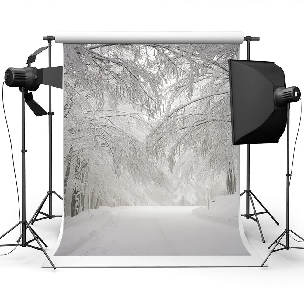 10x10ft Winter Outdoor Snow Scene Photography Background Pine Branches Christmas Wonderland Photo Background Portrait Photography Props Backdrops