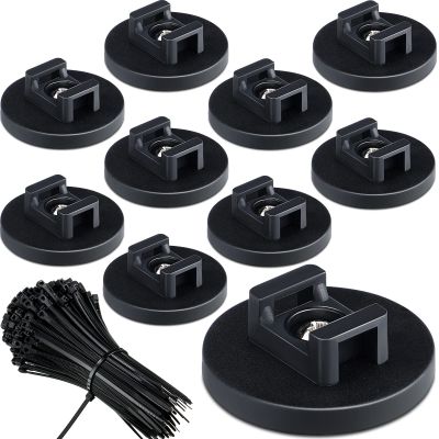 Yookeer 60 Pieces Magnetic Zip Tie Mount Multipurpose Cable Holder Magnets Magnetic Wire Management Bases with Heavy Duty Zip, Mount Nylon Cable Ties in Total (43 mm)