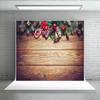 10x6.5ft Xmas Rustic Vintage Wooden Background Pine Branches Cane Candy Christmas Bell Background view 1