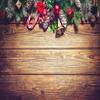 10x6.5ft Xmas Rustic Vintage Wooden Background Pine Branches Cane Candy Christmas Bell Background view 2