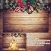 10x6.5ft Xmas Rustic Vintage Wooden Background Pine Branches Cane Candy Christmas Bell Background view 4