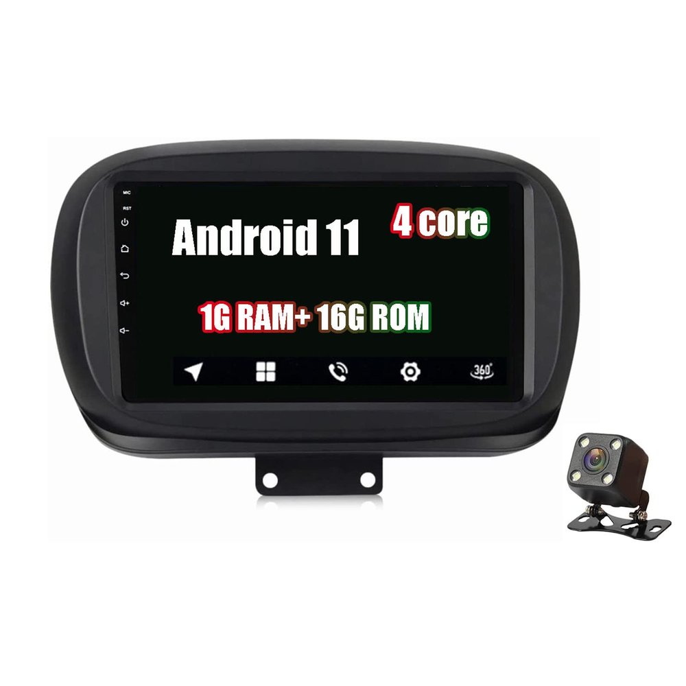 Android Auto Double Din Car Stereo Carplay RDS FM Radio Head Unit Replacement forFiat 500X 2014-2020 with 9 Inch Touch Screen Bluetooth Car Radio Support SWC Rear View Camera