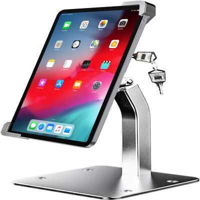 woleyi Anti Theft Tablet Kiosk Stand for 9"-14" Tablet, Security iPad Desk Floor Stand, Heavy Duty Tablets POS Display Mount with Lock and Key, Compatible iPad Pro 13/Air, Surface Pro/Go, Galaxy Tabs
