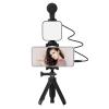 Andoer Smartphone Vlogging Kit Phone Stand Tripod + Microphone + Video Light + Clip + 3.5mm TRS to TRRS Audio Cable for Live Streaming Video Recording view 1