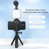 Andoer Smartphone Vlogging Kit Phone Stand Tripod + Microphone + Video Light + Clip + 3.5mm TRS to TRRS Audio Cable for Live Streaming Video Recording view 3