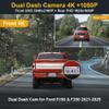 Fitcamx Front 4K+Rear 1080P Dash Cam Adapts for Ford F150 F250 2021-2025 Limited XLT XL Raptor Lariat Platinum King Ranch Tremor, OEM Look, Dual HD Video, WiFi&APP, Loop Recording, G-Sensor,128GB Card view 3