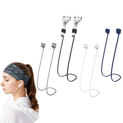 Ansumg Magnetic Anti-Lost Straps for AirPods pro,Compatible with AirPods Colorful Soft Silicone Sports Lanyard, Neck Rope Cord (black, white, bluegrey)