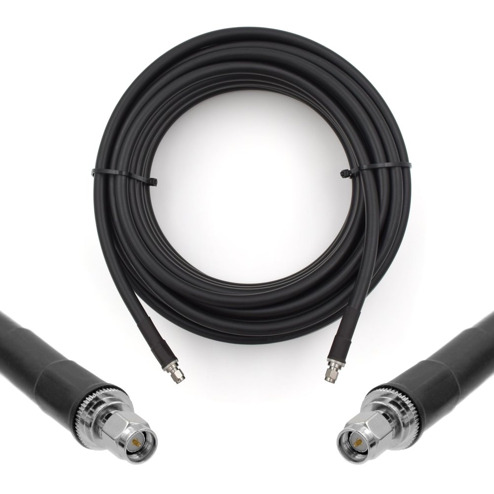 RANGEFUL SMA Cable 15m 49.2ft Ultra Low Loss Coax Cable 8D-FB 11.1mm Extension Lead Black SMA Male to SMA Male Coaxial 50ohm