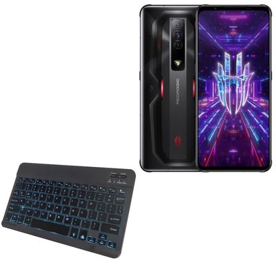BoxWave Keyboard Compatible with ZTE Nubia Red Magic 7 - SlimKeys Bluetooth Keyboard - with Backlight, Portable Slim LED 7 Colors - Jet Black
