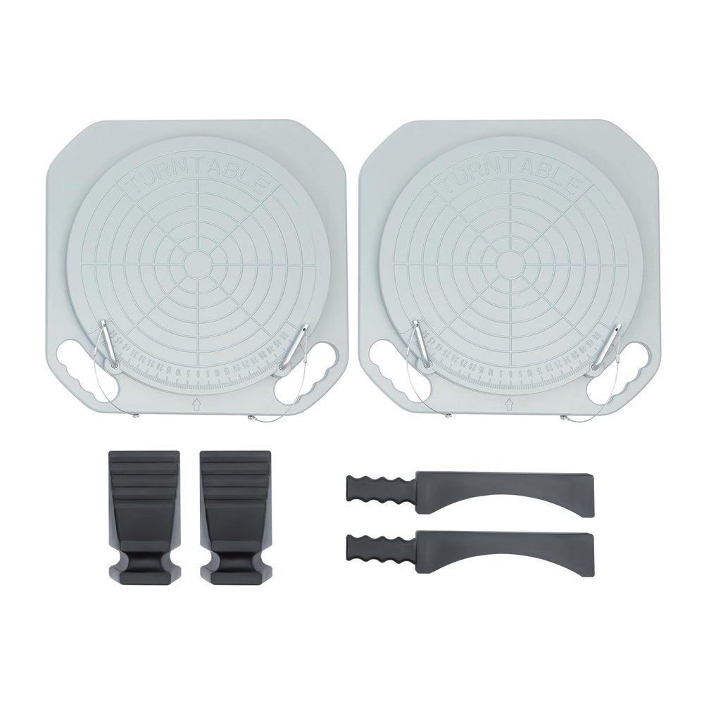 Four-Wheel Alignment Tool Turntable, Rotatable, High-Strength, Including Free Transition Bridge And Thrust Block, A Pair Of Aluminum Turntables Four-Wheel Alignment 360 Rotating Turntable 345mm