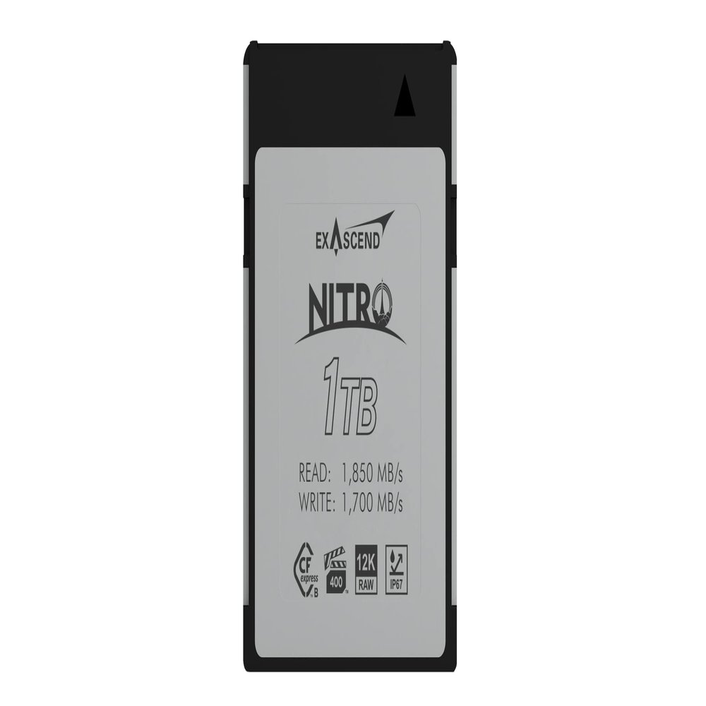 Exascend 1TB Nitro CFexpress Type B Card, VPG400-Certified, IP67-Certified, Sustained Write 1,700MB/s, Compatible with Canon, Nikon, Panasonic and Other Cameras.