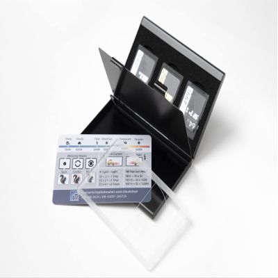 (Bundle) Aluminum SD card holder w/Fibonacci Viewer & Photo Cheat Sheet. Holds up to 3 SD cards & Credit Cards or Business cards (Midnight Black)
