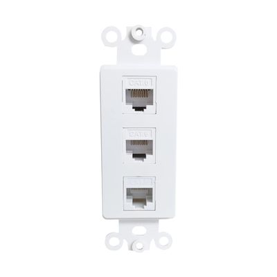 BUPLDET 3 Port CAT6 Ethernet Wall Plate Insert - CAT 6 RJ45 Network Cable Keystone Insert for Midsize/Oversize Decorator Cover Plate