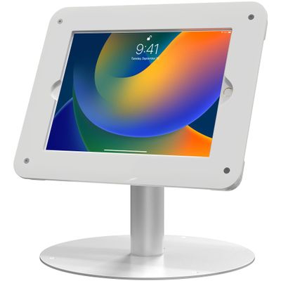VESA Kiosk POS Stand | CTA Rotating VESA POS Kiosk Mount | Acrylic Security VESA Enclosure | iPad 10.2-inch (7th/8th/9th) Gen | Air 3 | Pro 10.5 inch | - White - (PAD-HSKSWAE)