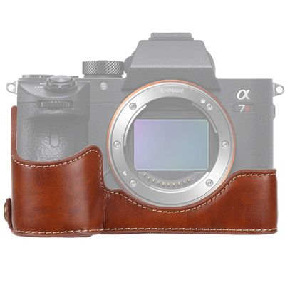 HONGYAN Camera case 1/4 inch Thread PU Leather Camera Half Case Base for Sony ILCE-A9 / A9 / A7RIII Camera Accessories