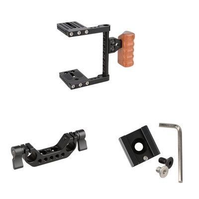 CAMVATE DSLR Video Camera Cage Stabilizer Rig + Cold Shoe Mount + 15mm Rod Clamp