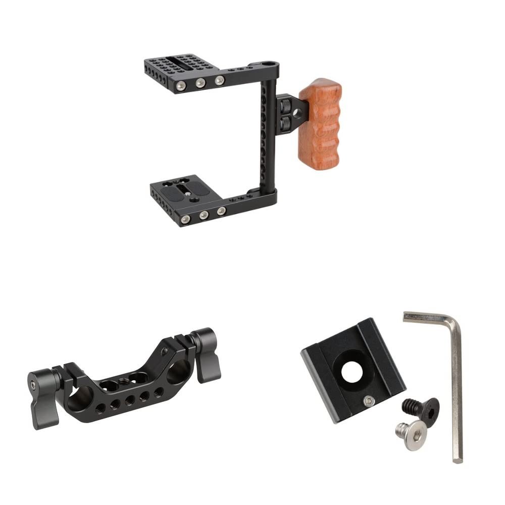 CAMVATE DSLR Video Camera Cage Stabilizer Rig + Cold Shoe Mount + 15mm Rod Clamp
