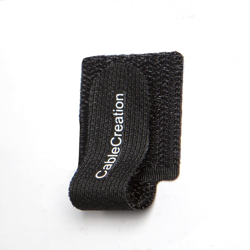 CableCreation Cable Ties, Strong Back-Glue Self Adhesive Cable Straps, Cable Management Straps Hook Loop Cord Organizer Wire Ties for Office/Home/Kitchen/Workshop, Black 5 Pack