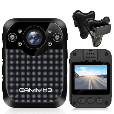 CAMMHD D1-32GB Body Camera and Magnet Mount, 1296p Police Body Camera with Audio and Video Recording 8Hours,Night Vision,3000mAh Battary,2 Inch Display,Waterproof Body Camera for Law Enforcement