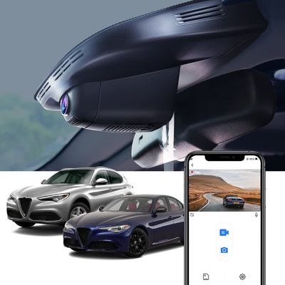 Fitcamx 4K Dash Cam Adapts for Alfa Romeo Giulia & Stelvio 2017-2024, Integrated OEM Look, UHD 2160P Video, Built-in WiFi & APP, Loop Recording, Parking Mode, Gravity Sensor, Easy to Set, 64GB Card