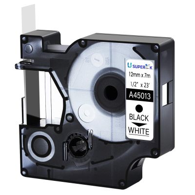 USUPERINK Compatible for Dymo D1 Label Tape 45013 45013S 45113 S0720530 Refill Black on White 1/2'' x 23' Labeling Tape for LabelManager PnP 160 210D 260P 280 360D 420P 450D ColorPop Label Maker